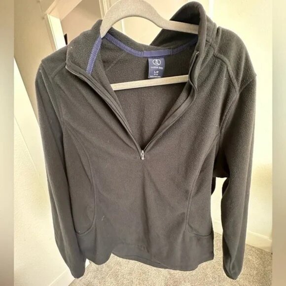 Women’s petite large Lands End fleece pullover, black - Picture 1 of 2